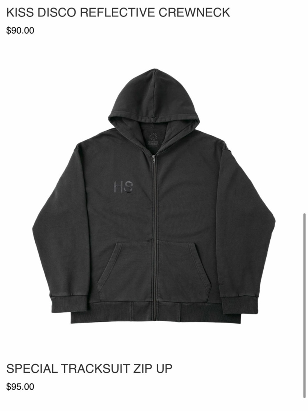 Harry Styles New merch Full-Zip Hooded Sweatshirt with Subtle 'HS' - Picture 5 of 5